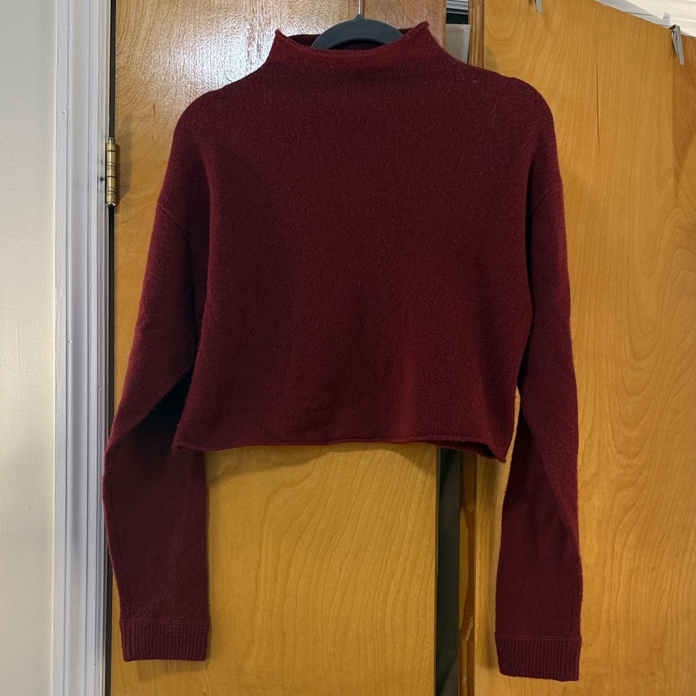 Reformation Burgundy Red Cashmere Cropped Sweater